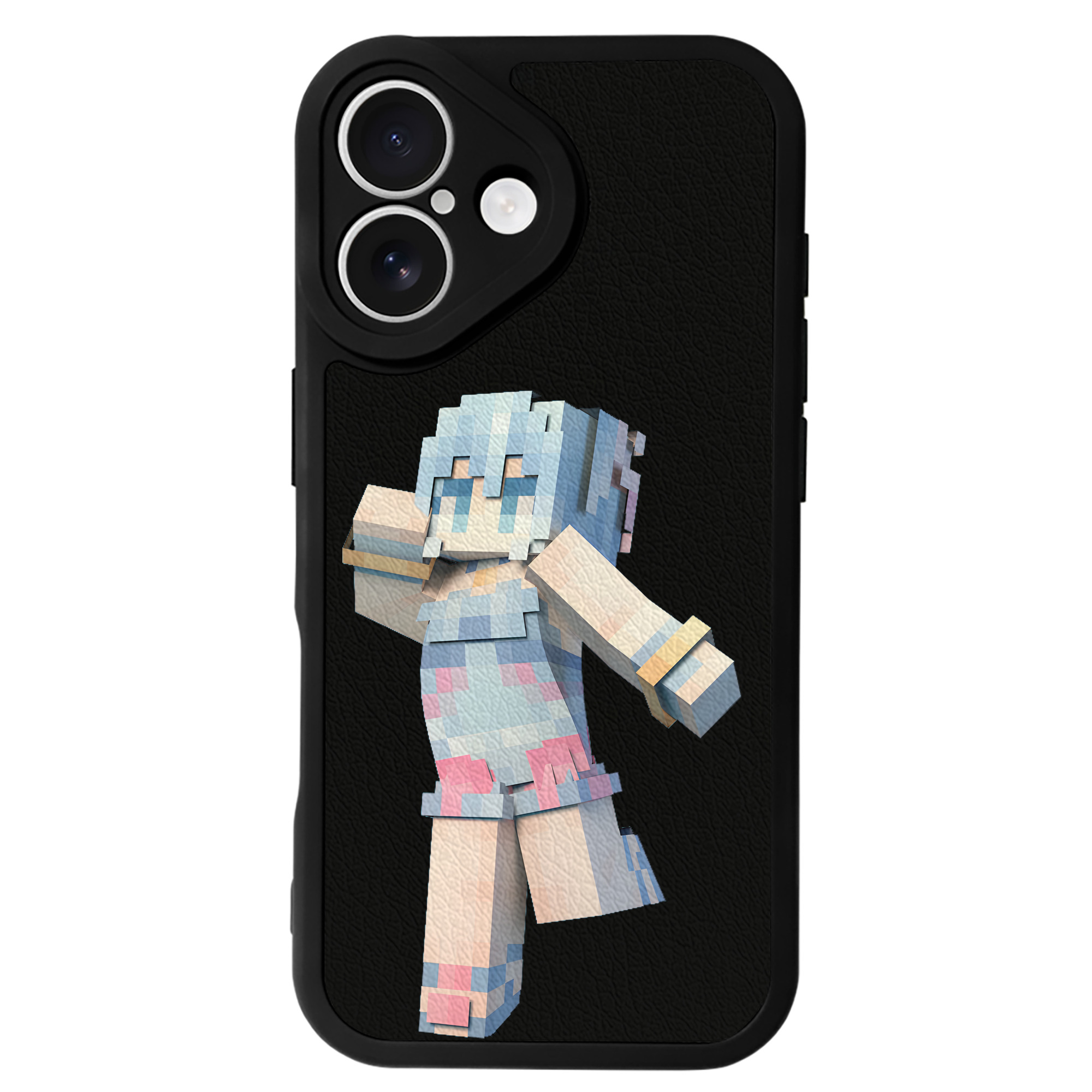 （画像用） マインクラフト ブロックの世界 Minecraft MC Block world 【iPhone 16シリーズ対応】シリコンスマホケース（レザー調） 材質：シリコン